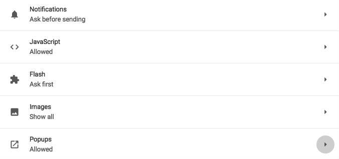 Chrome Popup Management