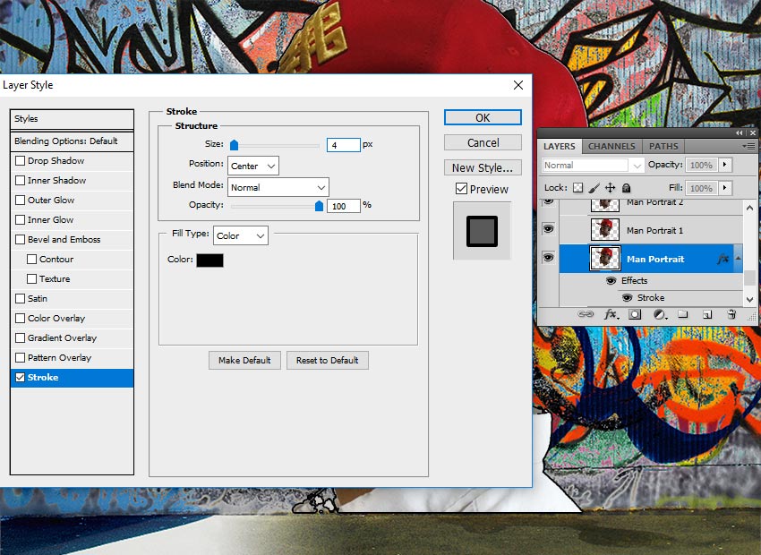 Add Stroke Layer Style