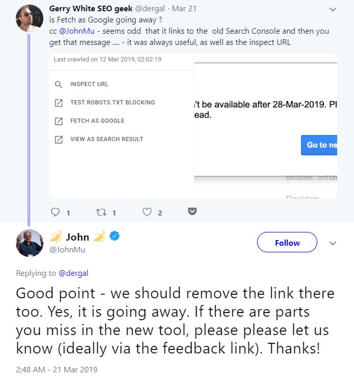 Fetch As Google Going Away