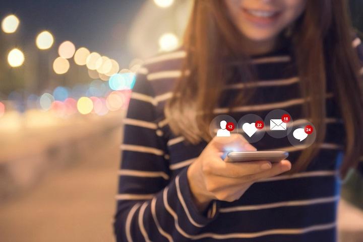 image of woman with social media