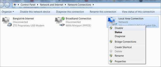 Disable Unused Networks Disable Unused Networks