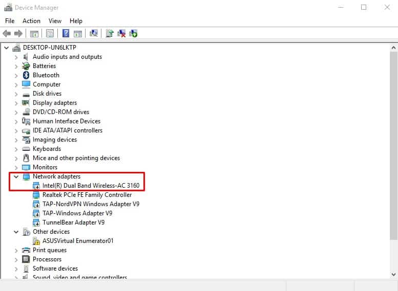 Reinstall the Network adapter drivers Reinstall the Network adapter drivers