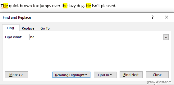 Reading Highlight in Word