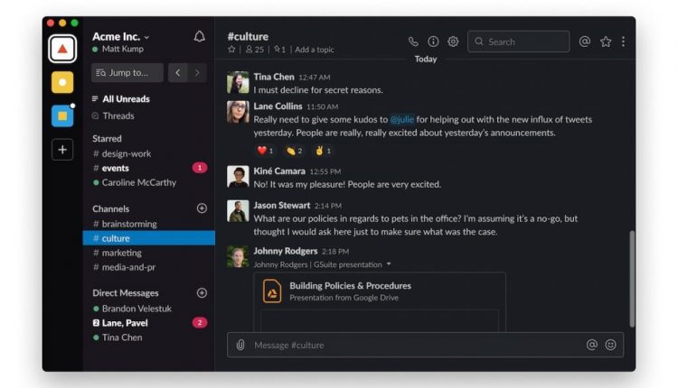 Slack Launches Support for Dark Mode on Mac