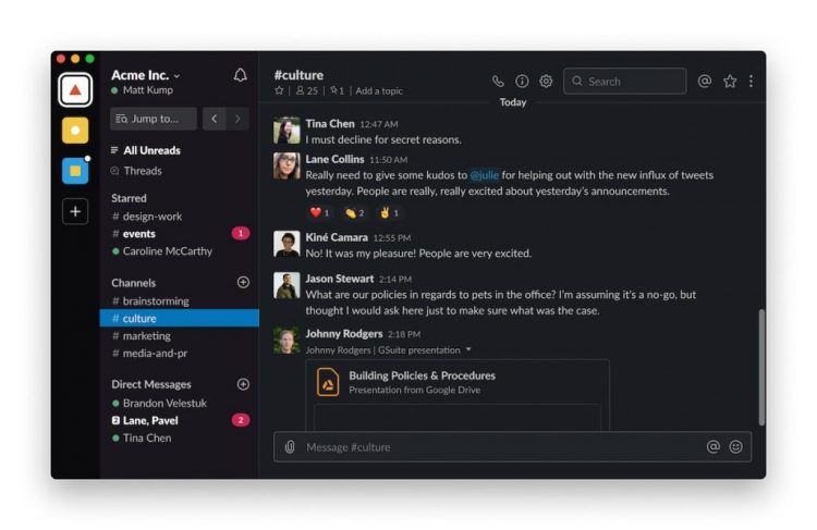 Slack Launches Support for Dark Mode on Mac