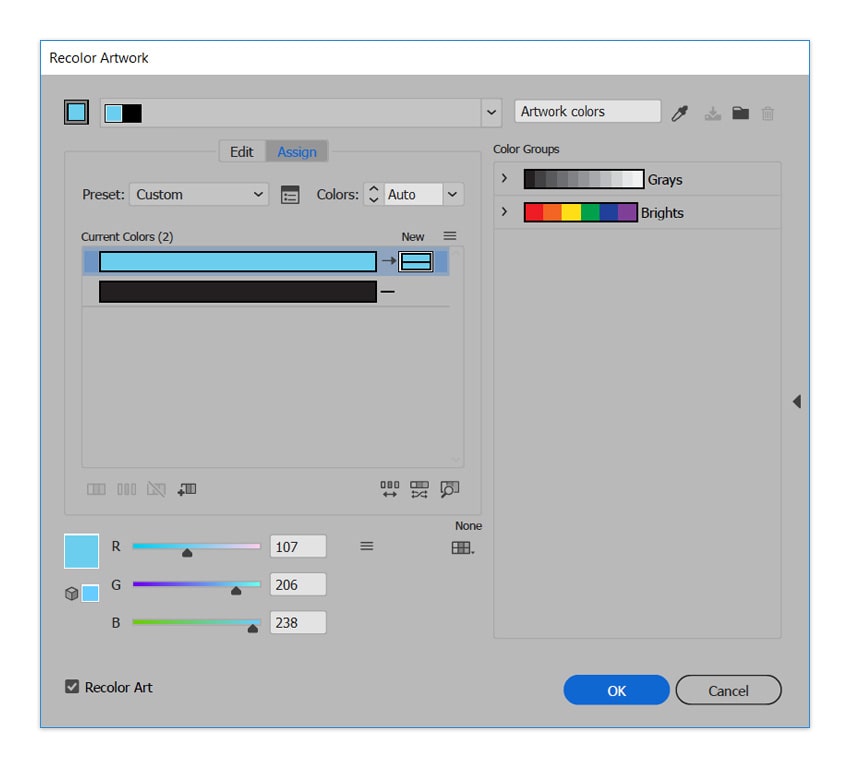 Use a arte de recolorir para alterar rápida e facilmente as cores na arte complexa