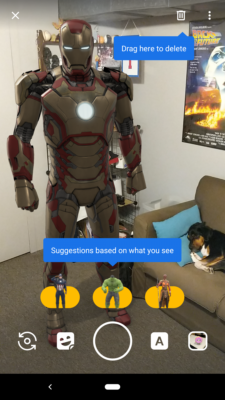 Altered reality stickers for Marvel's Avengers characters on Google Playground - AR Content Marketing
