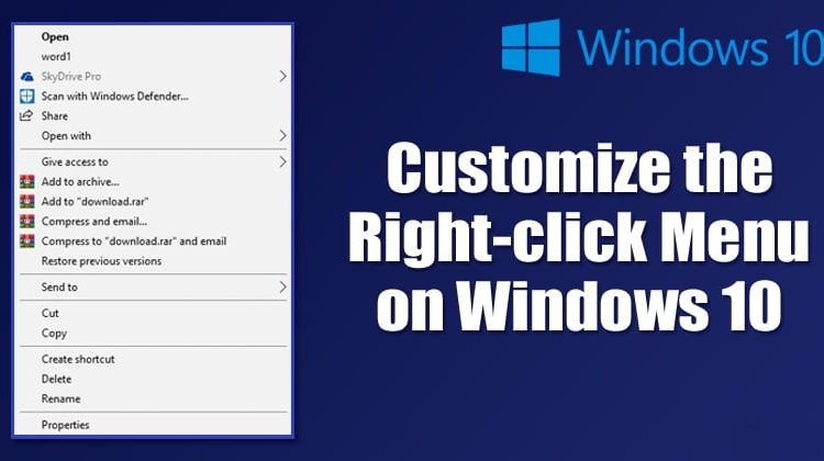 How to Customize the Right-click Menu on Windows 10 PC