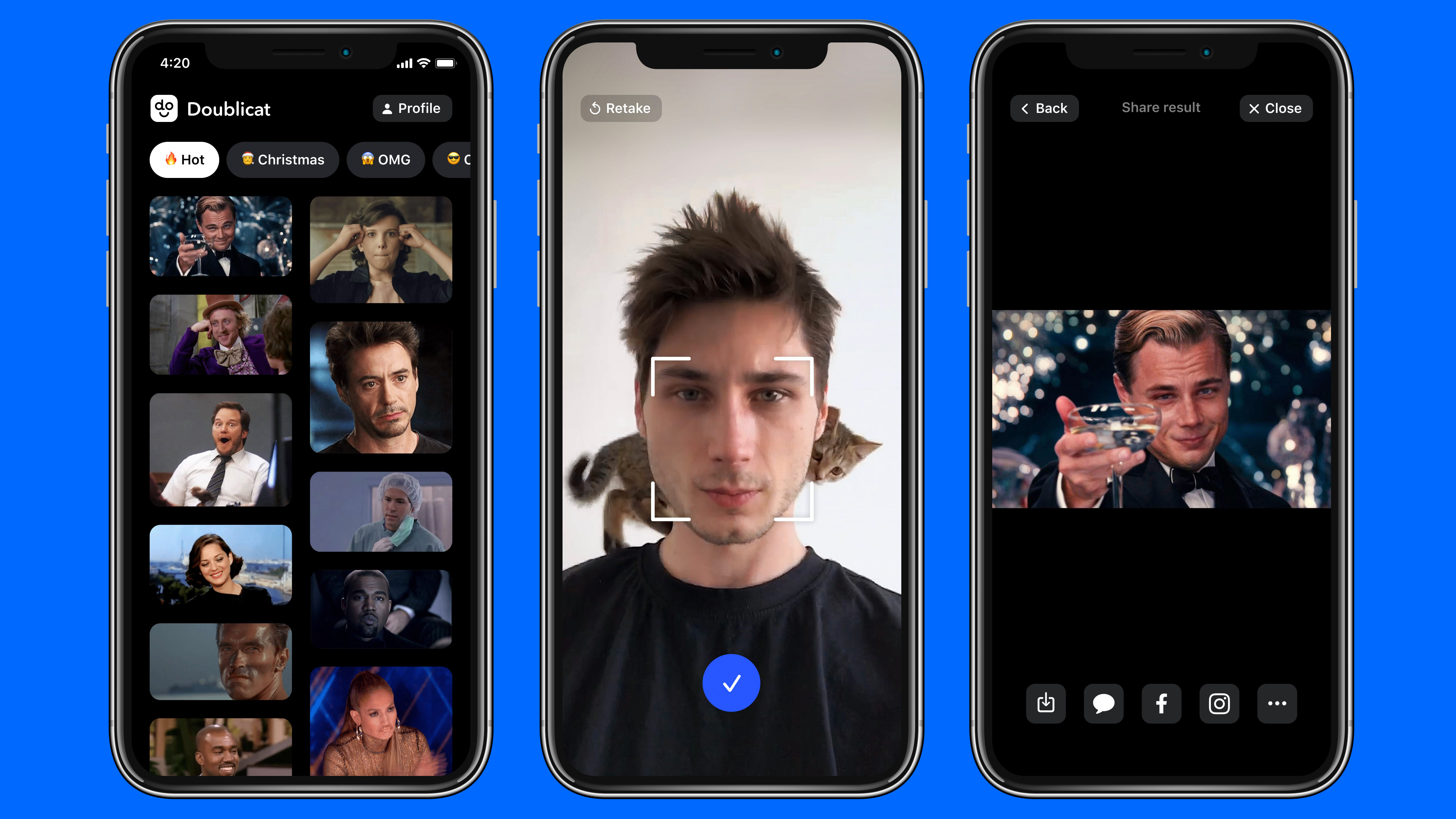 Simply snap a selfie and pick a GIF and the app will do the rest