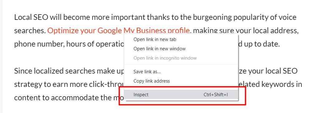 Inspect nofollow link