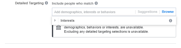 Detailed targeting view for Facebook Special Ad Category ads