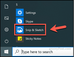 Launching Snip and Sketch on Windows