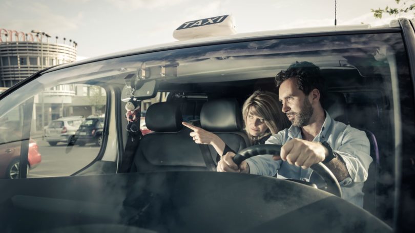 Taxi Driver Passenger Car Directions Instruction