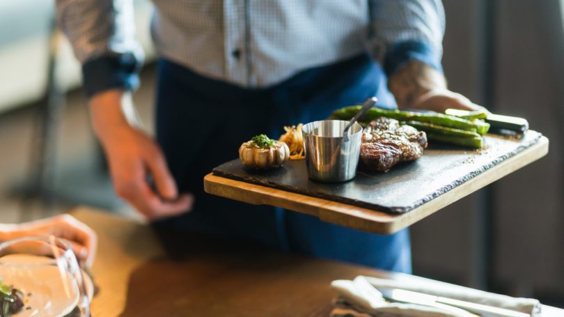 Restaurant Server Steak Vegetables Table