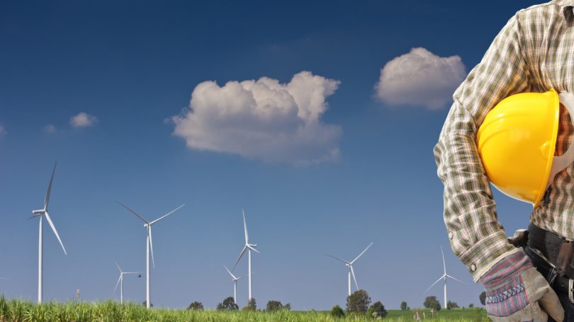 Wind Turbine Technician Helmet Outdoors Clouds