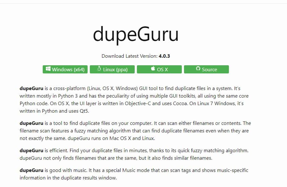 Install DupeGuru