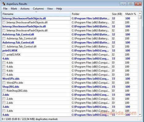 Duplicate files highlighted in Blue Color