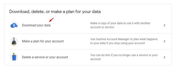 click on the'Download Your Data' option