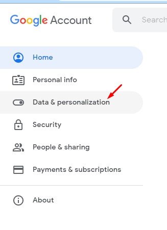 select the option'Data & Personalization'