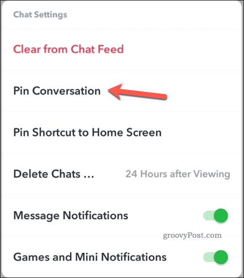Pin a conversation on Snapchat