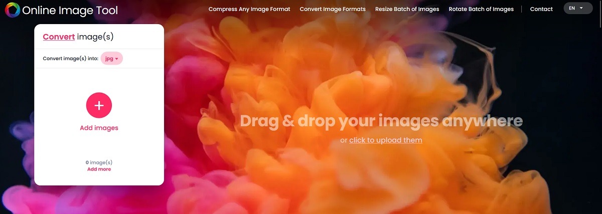 Online Image Tool web interface overview.