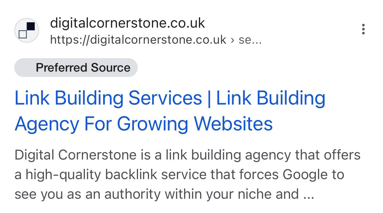 Google Preferred Source Snippet Search